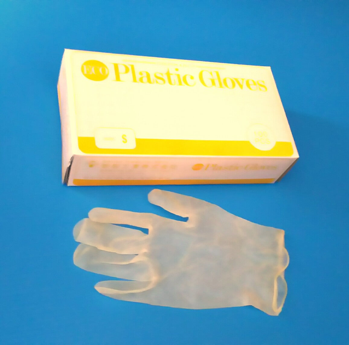 ECO使い捨てプラスチック手袋 パウダー付 100枚 1箱 新鋭工業